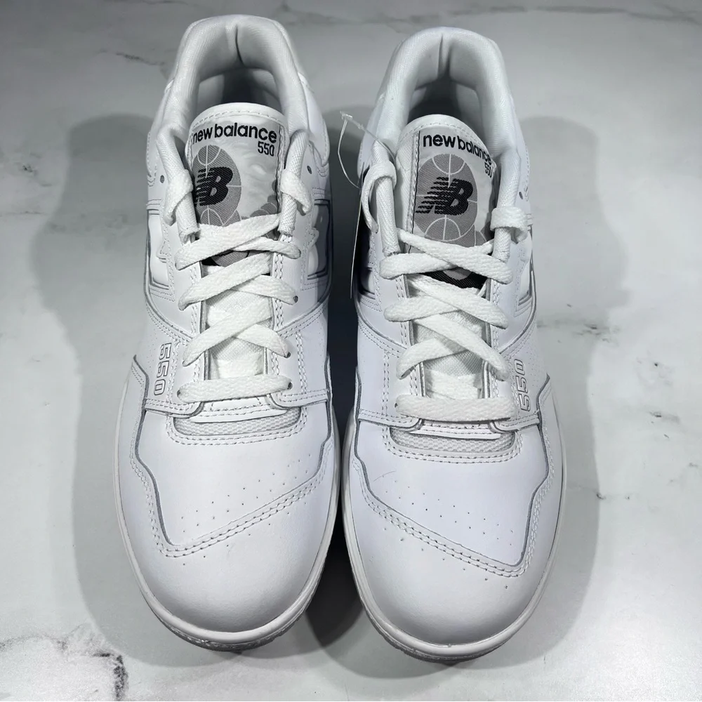 New Balance 550 White Grey Leather Low Sneakers